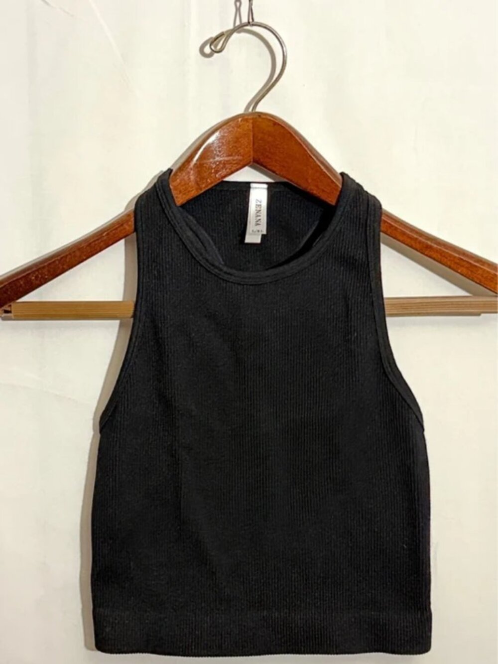 Zenana Black Ribbed Racerback Brami L/XL
